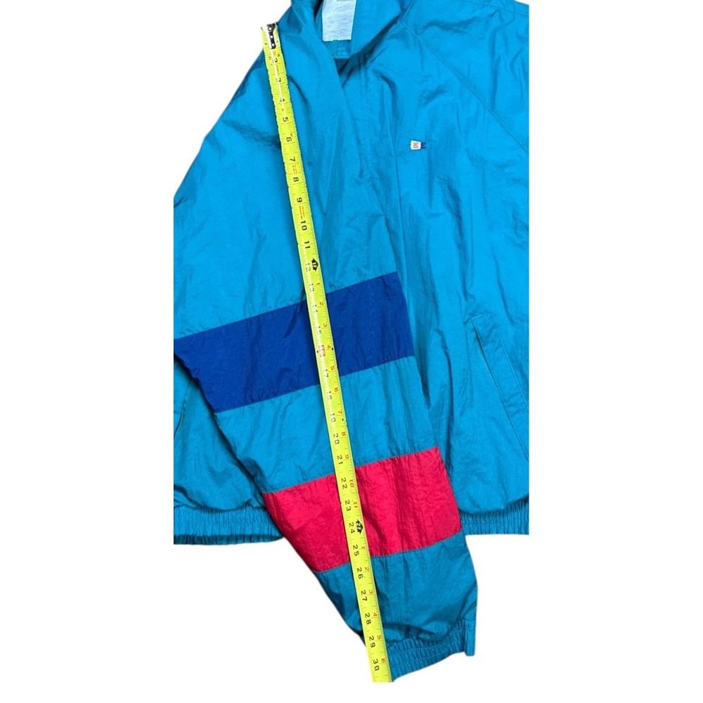 Vintage Lands End Mens XL Colorblock Windbreaker‎ Jacket Teal Pink 90s Retro - Picture 6 of 11